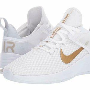 woman's nike air max bella tr 2 ~gold and white